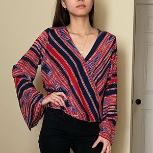 NWT Multicolor blouse with balloon sleeves